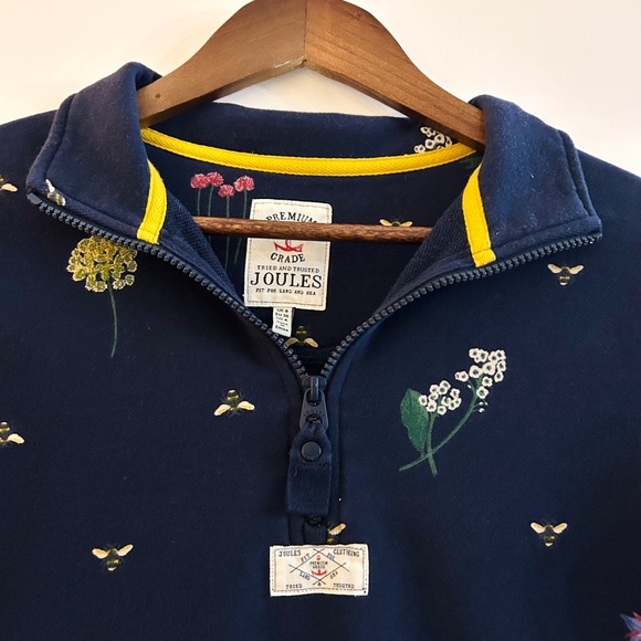 Joules Bee & Wildflower Half Zip Pullover Navy Sweatshirt UK 8 US 4 - Picture 3 of 10